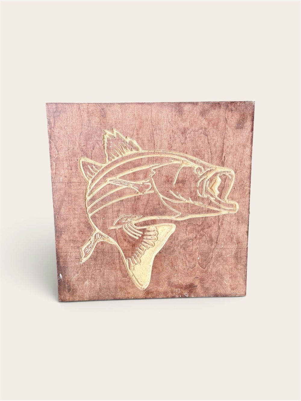 NWT- Rustic Brown Wooden Fish Wall Art Plaque - Brown/Homemade
